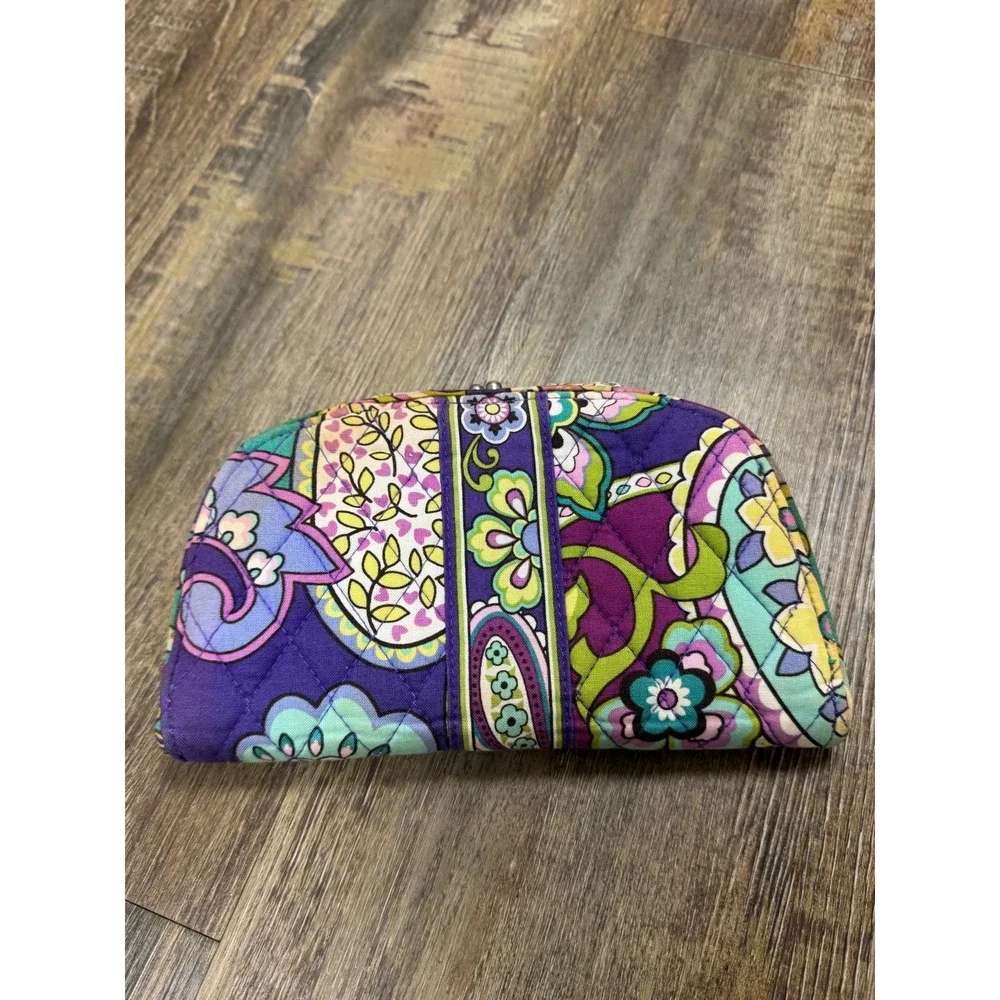 Vera Bradley Plum Petals Quilted Heather Turnlock Wallet Kisslock Coin Purse
